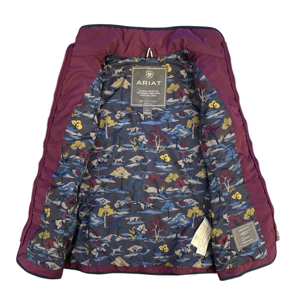 Ariat Ashley AriatTek Insulated Vest Womens Small Berry Purple Chevron Quilted - Picture 5 of 13